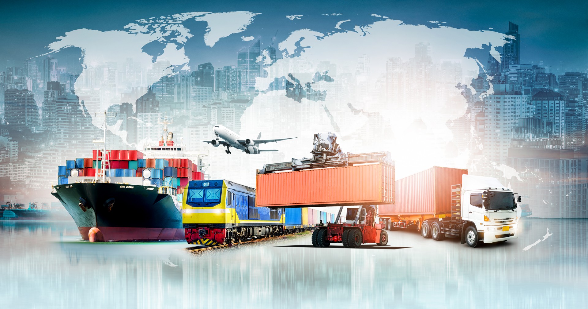 Global business logistics import export background and container cargo freight ship transport concept